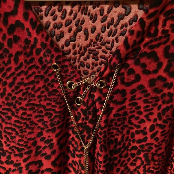 Red Cheetah Print Blouse - Picture 2 of 3